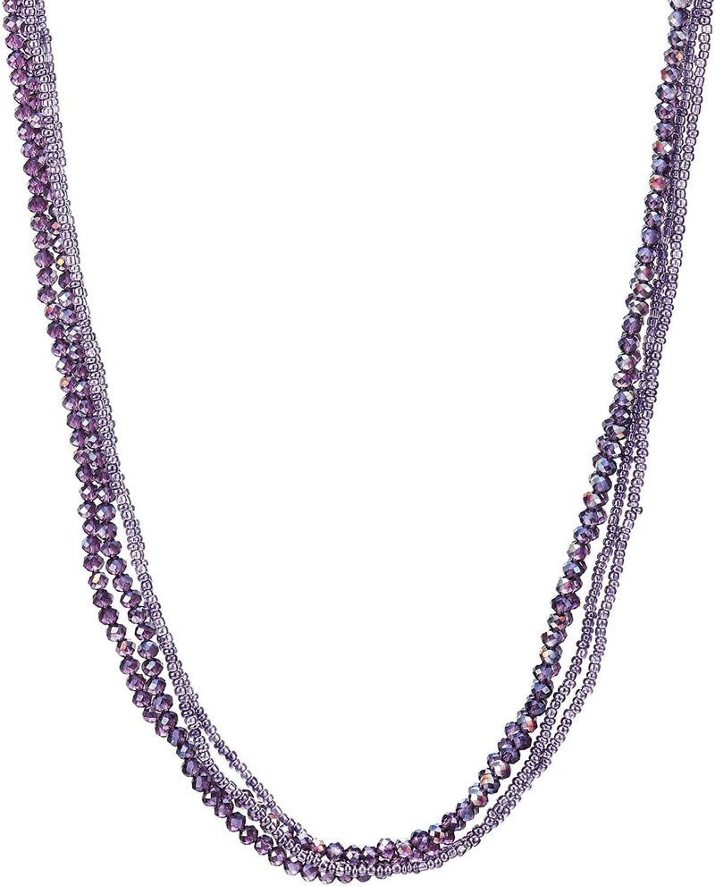 COOLSTEELANDBEYOND Long Multi-Strand Statement Necklace For Women, Elegant Layered Waterfall Chains, Crystal Beads Pendant - Image 2